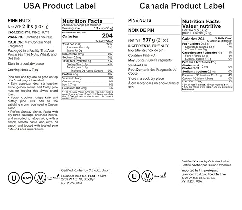 Miniatura 3 de Food to Live - Piñones, 2 libras - Pignolias enteras crudas, sin sal, Kosher. Rico en vitamina E, proteínas. Ideal para pesto, ensaladas, postres