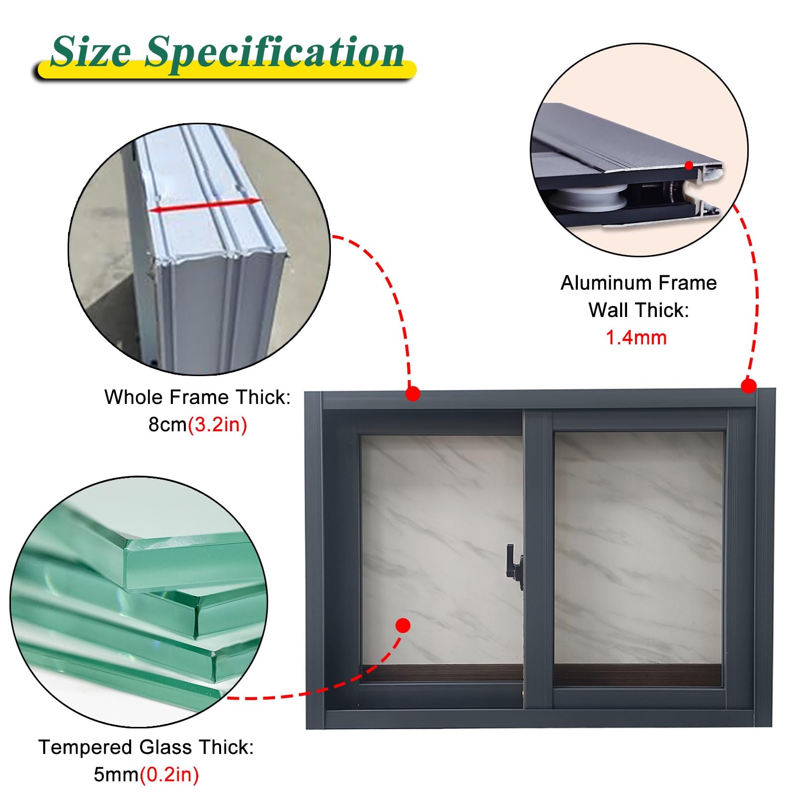 Ventana Corrediza Horizontal De Aluminio Negro para Garaje, Ventana De Ventilación Empotrada para Sótano, Granero, Baño, Cocina Y Loft, Ventana De Repuesto para Casa Móvil, con Vidrio Templado