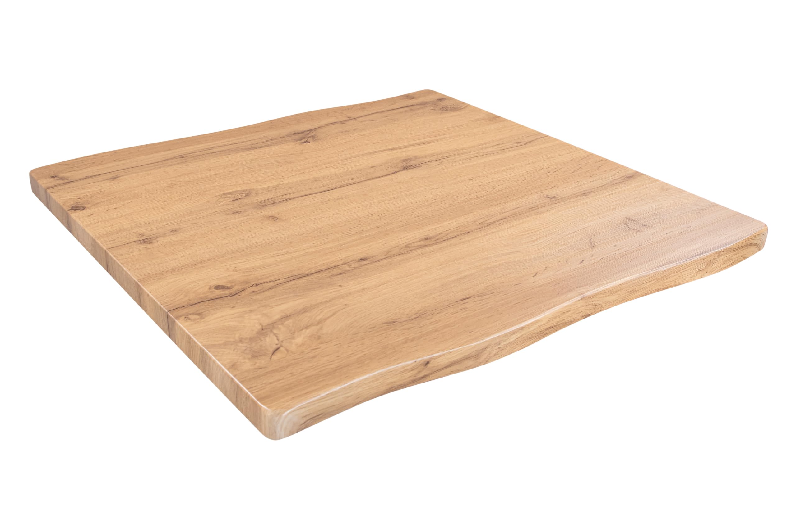 SAM Tischplatte Joan | 60 x 60 cm eckig | Holz | Farbe: Eiche | Baumkante | Holzplatte für Küche & Café
