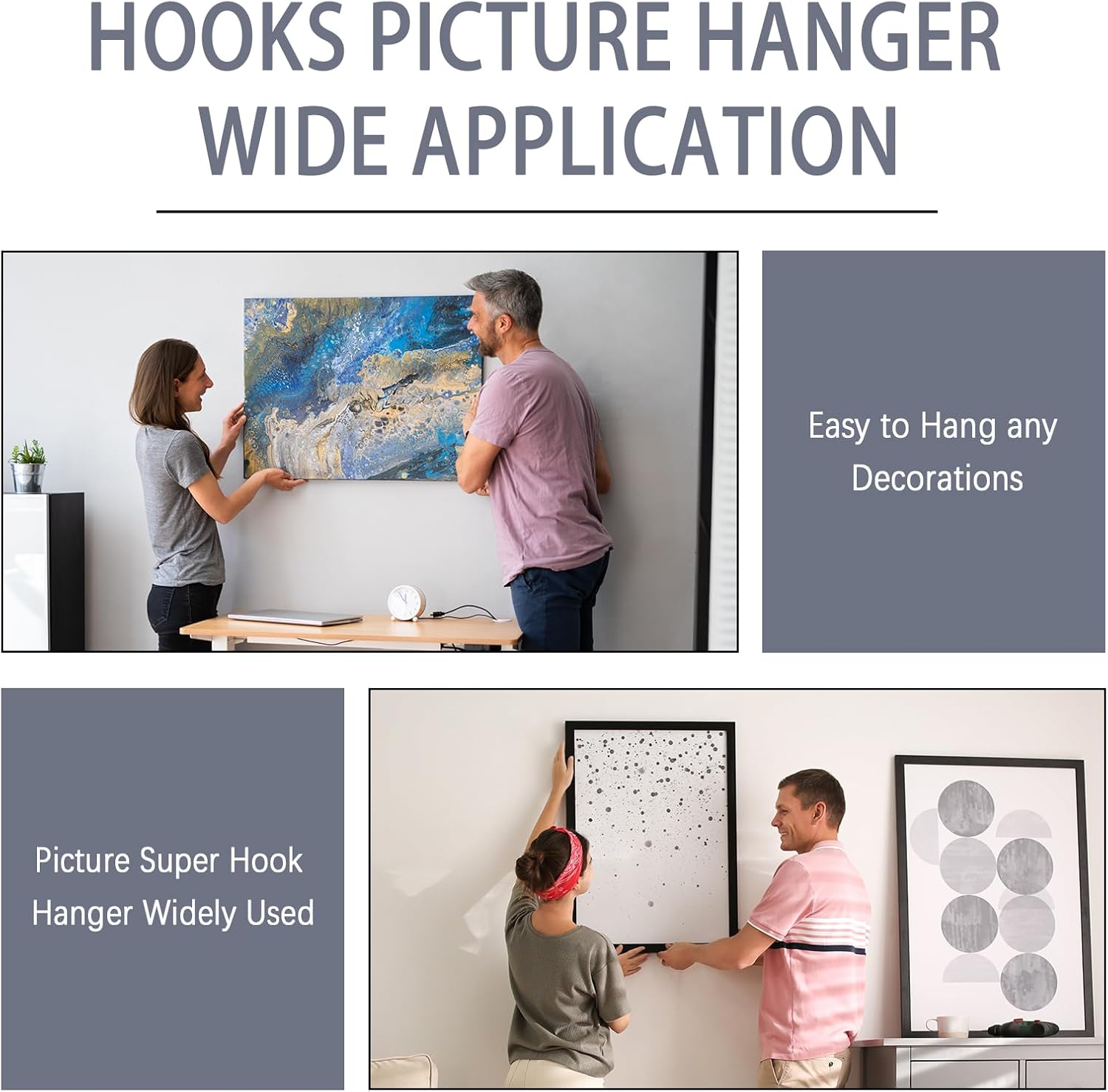 Picture Hangers Hooks 20Pcs,Heavy Duty Drywall Hooks Holds Up to 100 lbs, Hang Mirror, Photos, Frames, Planters, Art, Clock