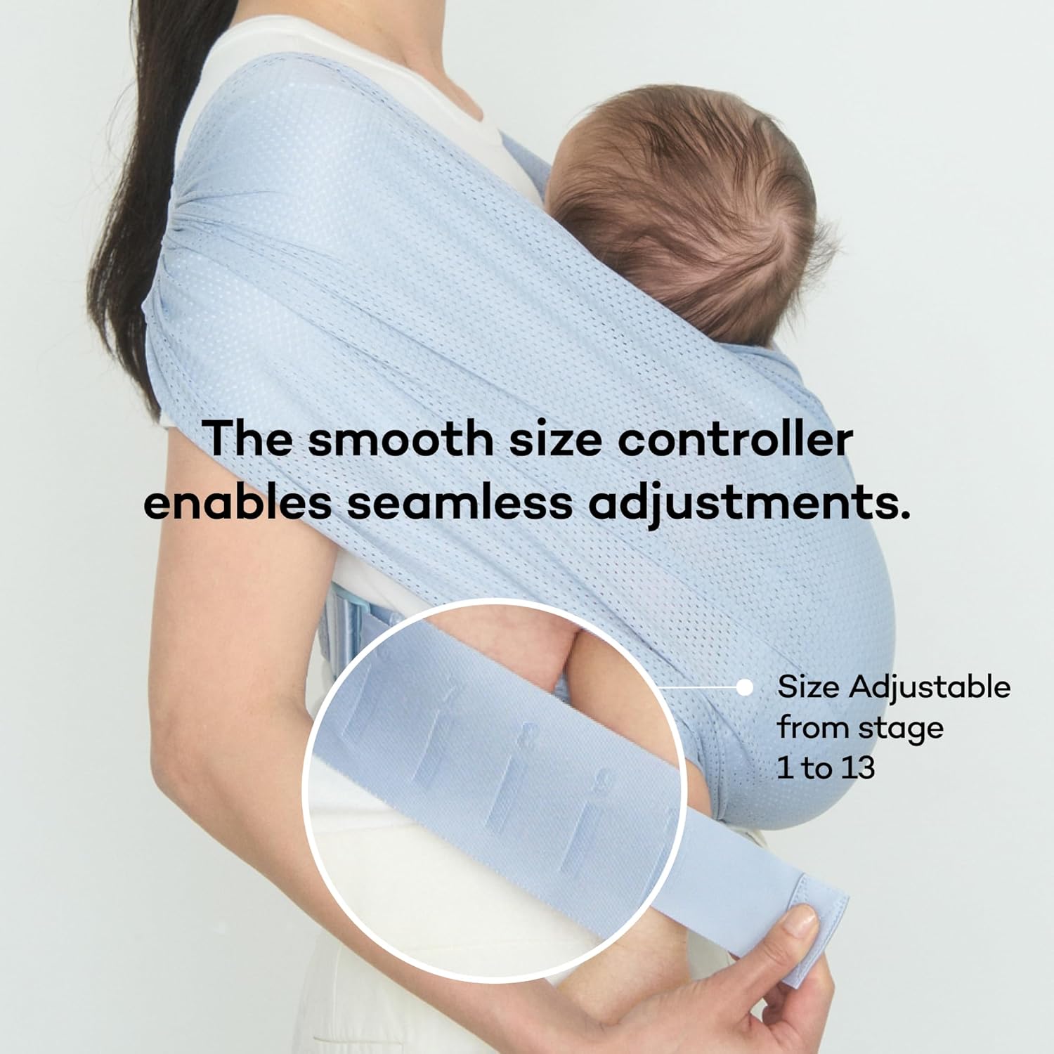 Konny Baby Carrier Flex AirMesh with Head Support - Adjustable, Easy to Wear, Hands-Free Breathable Baby Wrap Sling, Perfect for Newborn Babies Essentials up to 44 lbs (XS-XL) - Beige