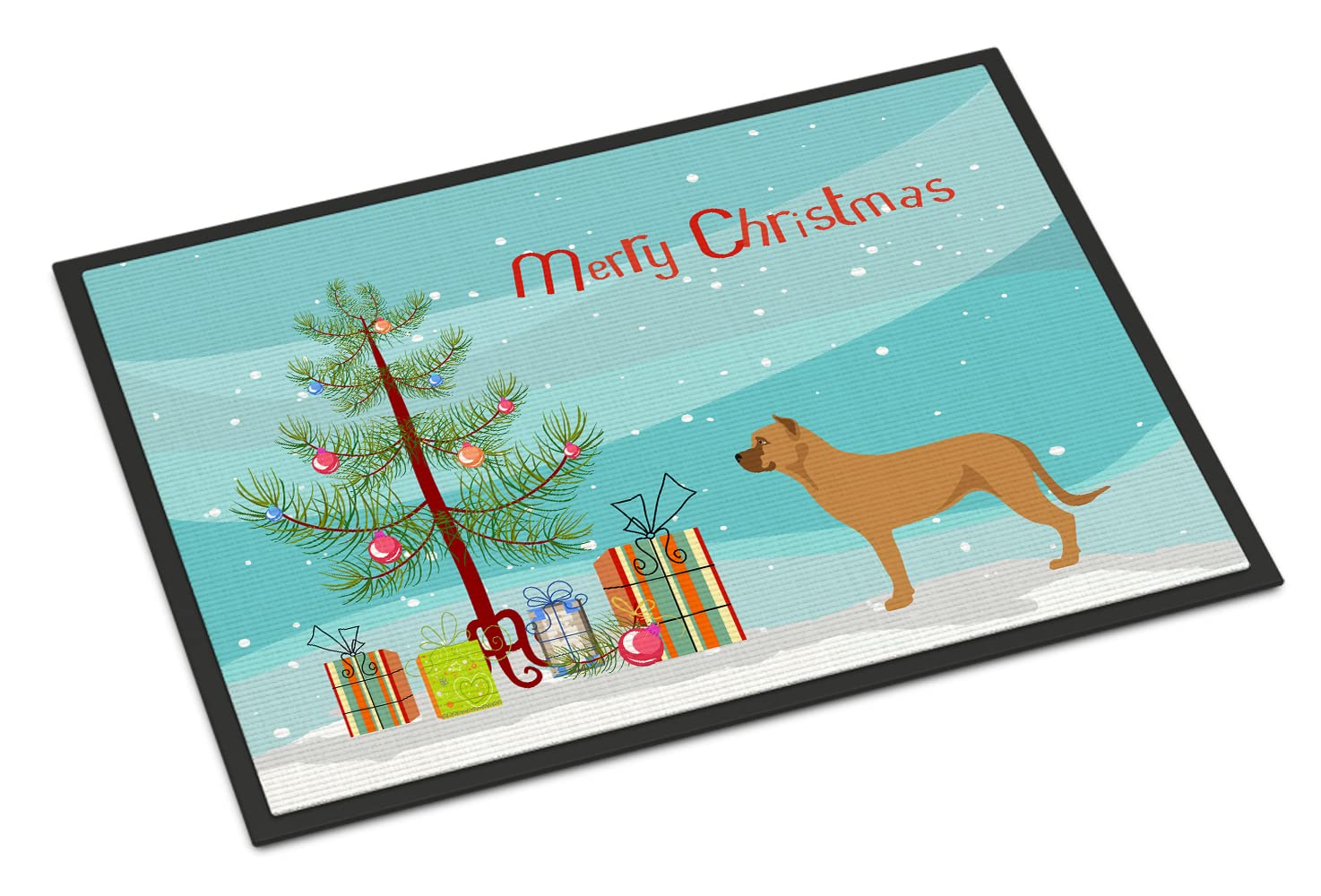 Caroline's Treasures BB8506JMAT Alano Espanol Spanish Bulldog Christmas Doormat 24x36 Front Door Mat Indoor Outdoor Rugs for Entryway, Non Slip Washable Low Pile, 24H X 36W