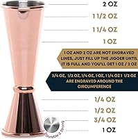 Vista 4 de BARIANTTE - Jigger de cóctel para bartending, vaso de chupito medidor japonés de 2 onzas, oro rosa