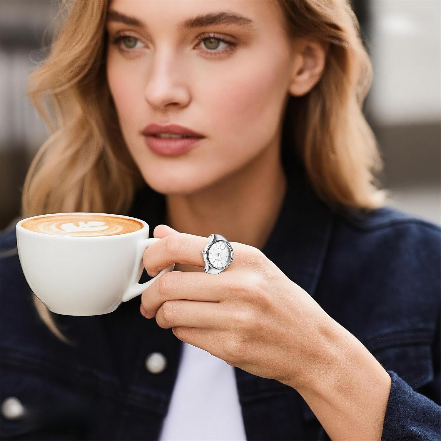 JewelryWe Men Women Ring Watch: Analog Round Quartz Stretchy Band Simple Casual Business Elastic Finger Watches for Mother's Day