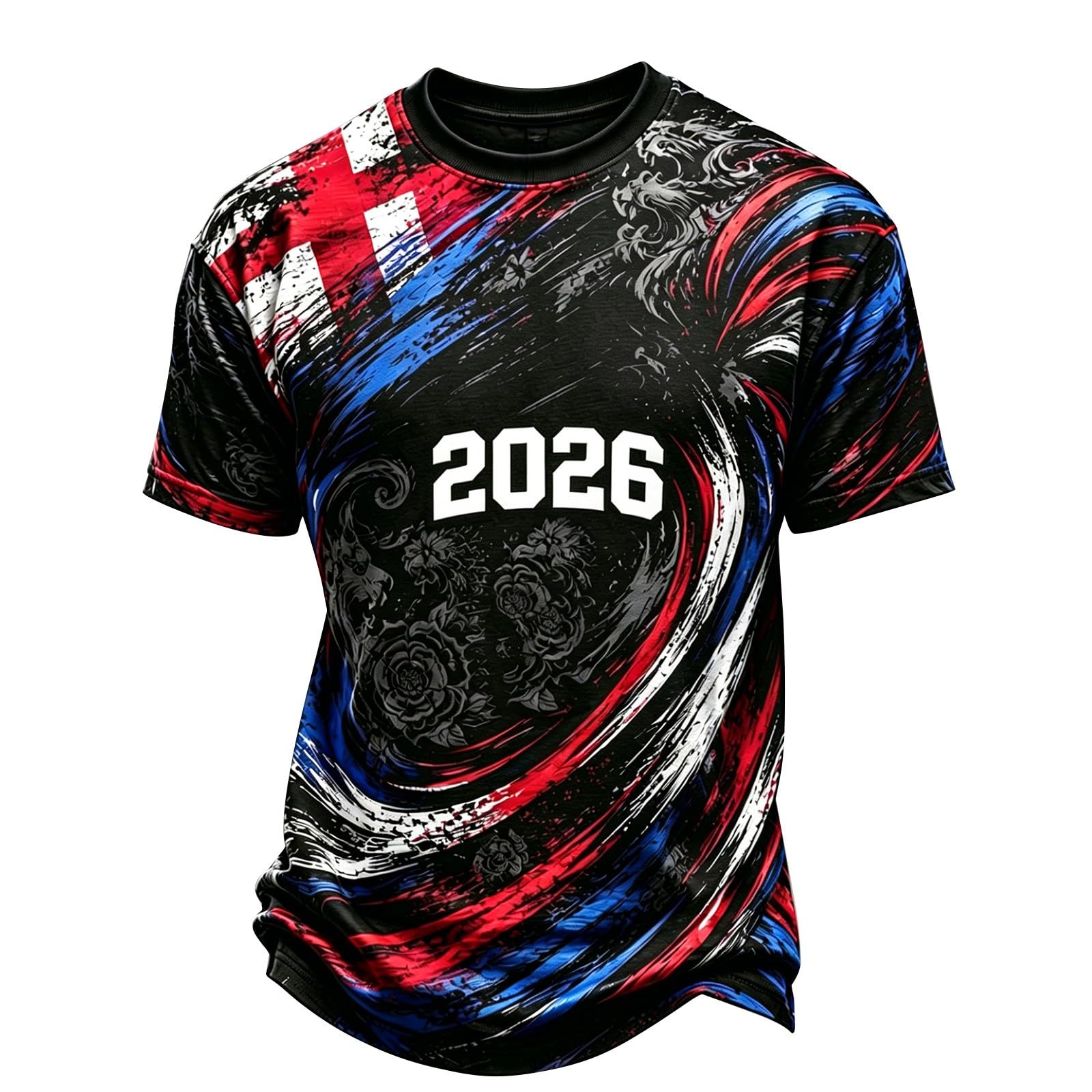 England Football Shirt 2026 World Cup Short Sleeve Crew Neck Men T Shirts 2026 England Casual Football Tops Lightweight Breathable Mens Tshirt Slim Fit Mens Clothing Black
