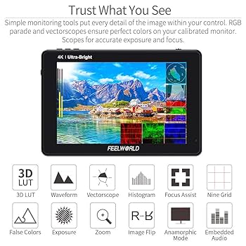 Amazon.com: FEELWORLD LUT7S 7 Inch 2200nit Ultra Bright SDI