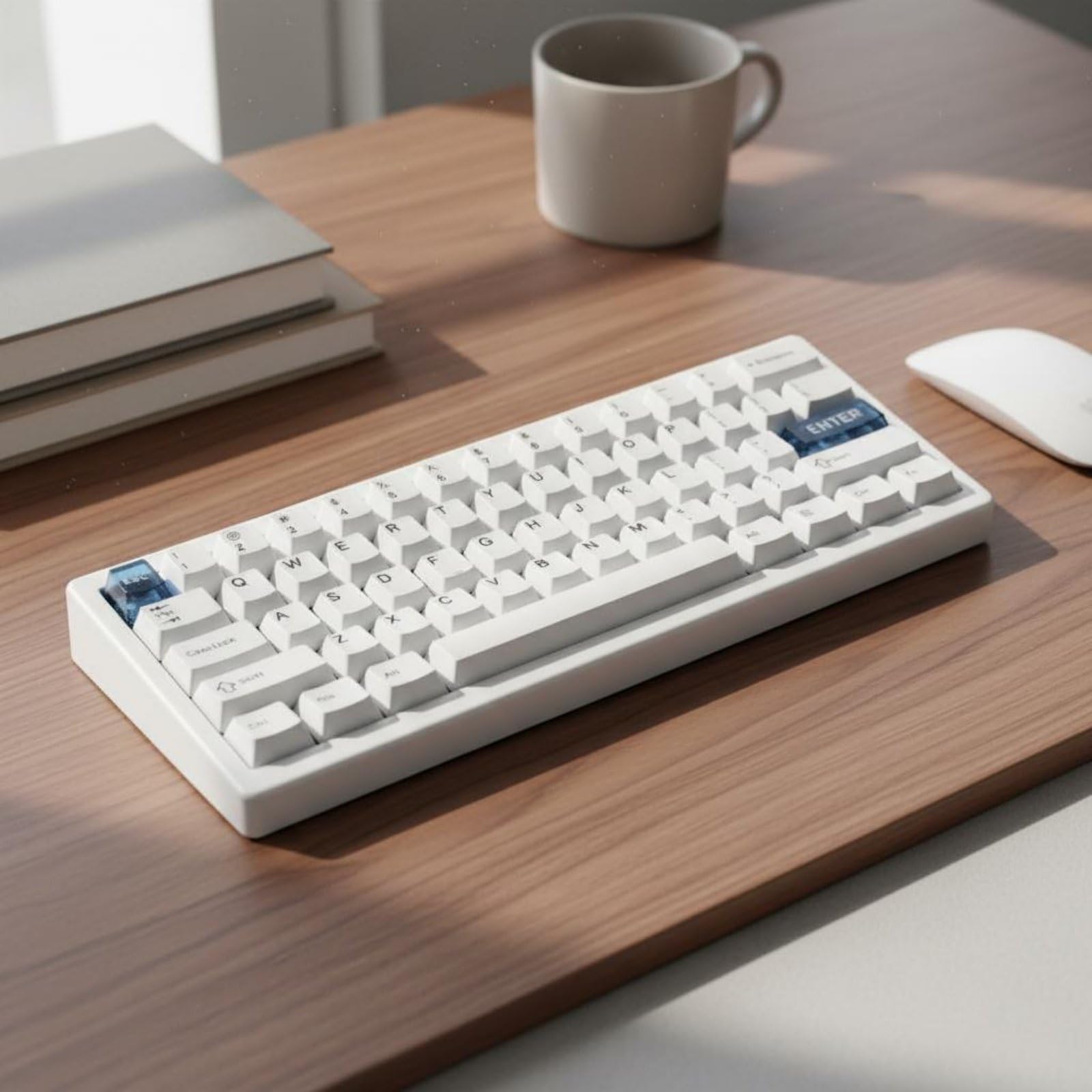Teclado Mecánico Compacto Teclado Teclado Gaming Teclado Programable Teclado Retroiluminado con Software para Macros y Remapeo de Teclas Estructura, Blanco, Qk61 Inglés