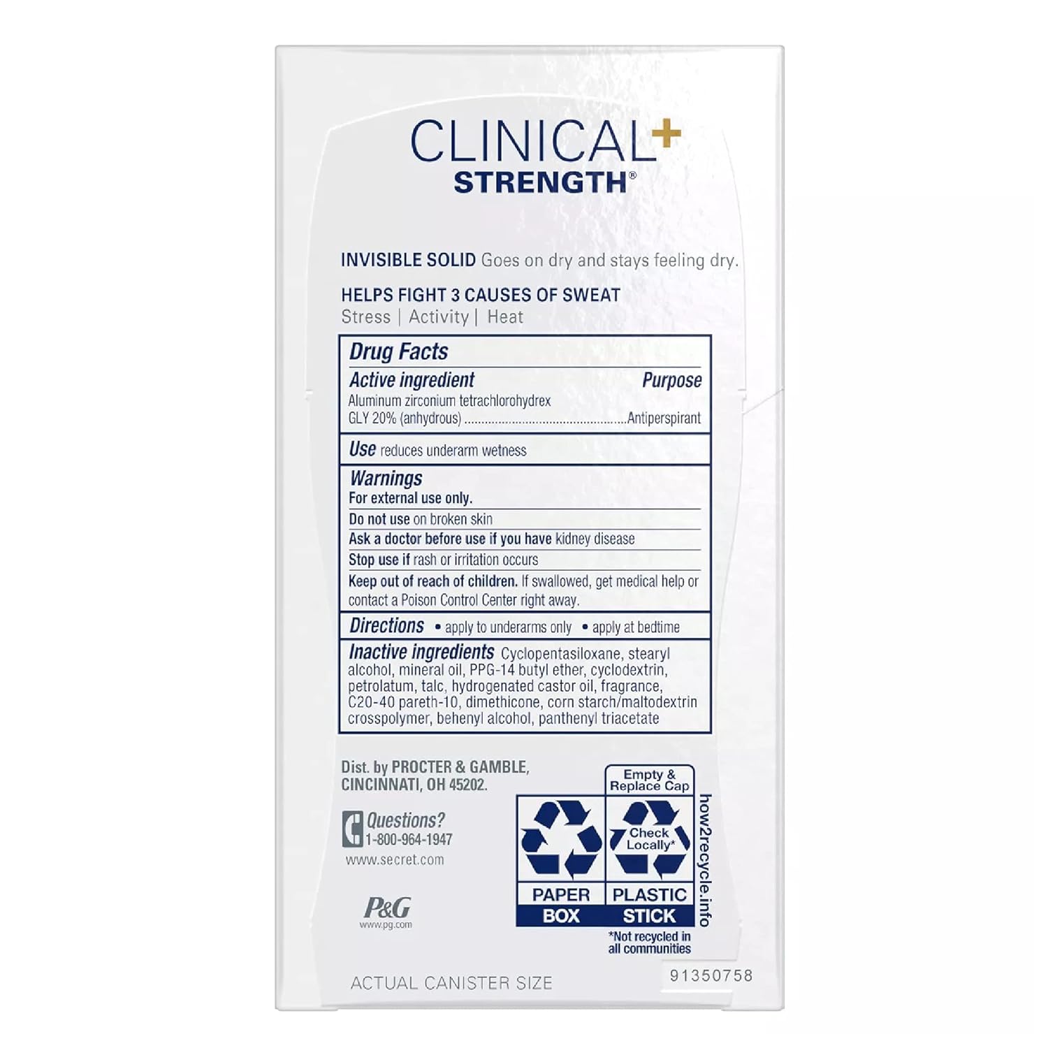 Secret Clinical Strength Smooth Solid Anti-Perspirant/Deodorant, Light and Fresh Scent 2.6 oz (Pack of 2)