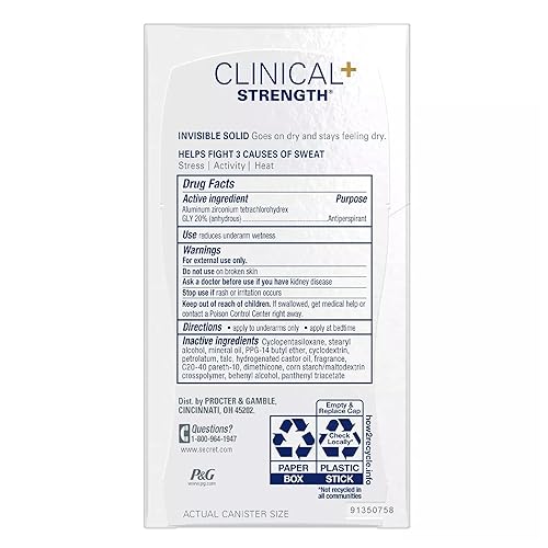 Miniatura 4 de Secret Clinical Strength Smooth Solid Antitranspirantedesodorante, aroma ligero y fresco, 2.6 onzas (paquete de 2)