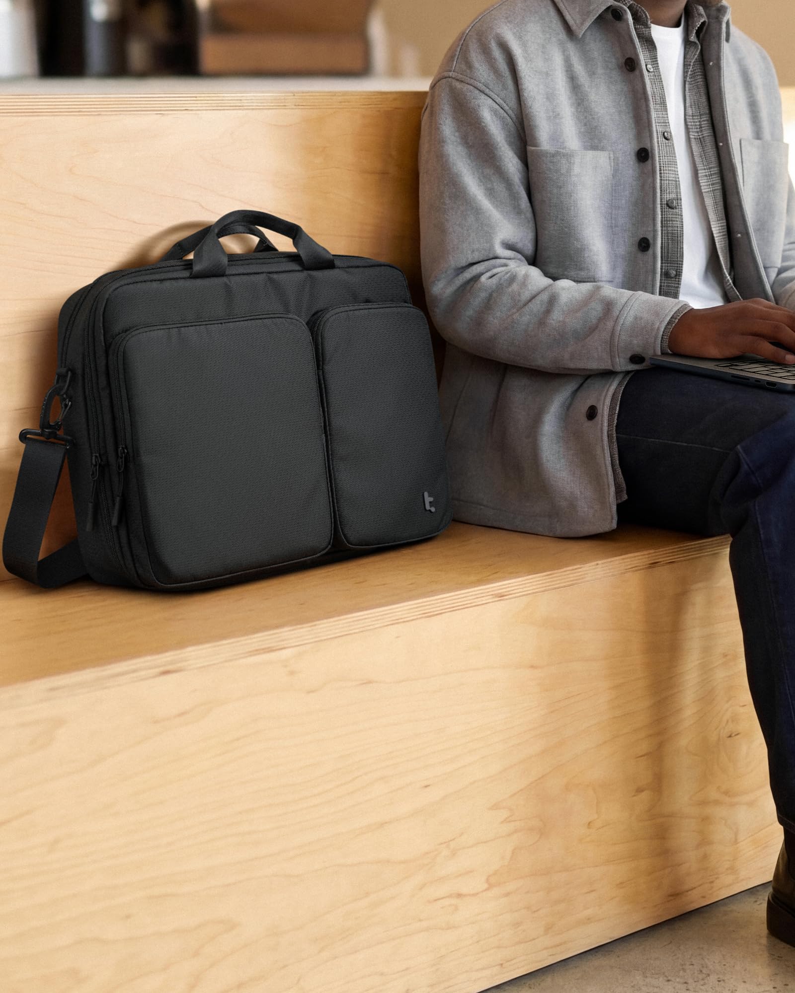 tomtoc torba na laptop 13-16 cali, wodoodporna torba dla MacBook Laptop, aktówka męska do pracy i dojazdów, miejsce na dokumenty i ładowarkę