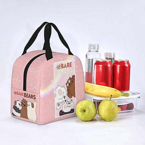 Miniatura 7 de Bolsa de almuerzo de dibujos animados con bolsillo frontal impermeable bolsa de almuerzo portátil aislada lonchera para mujer hombre estilo4