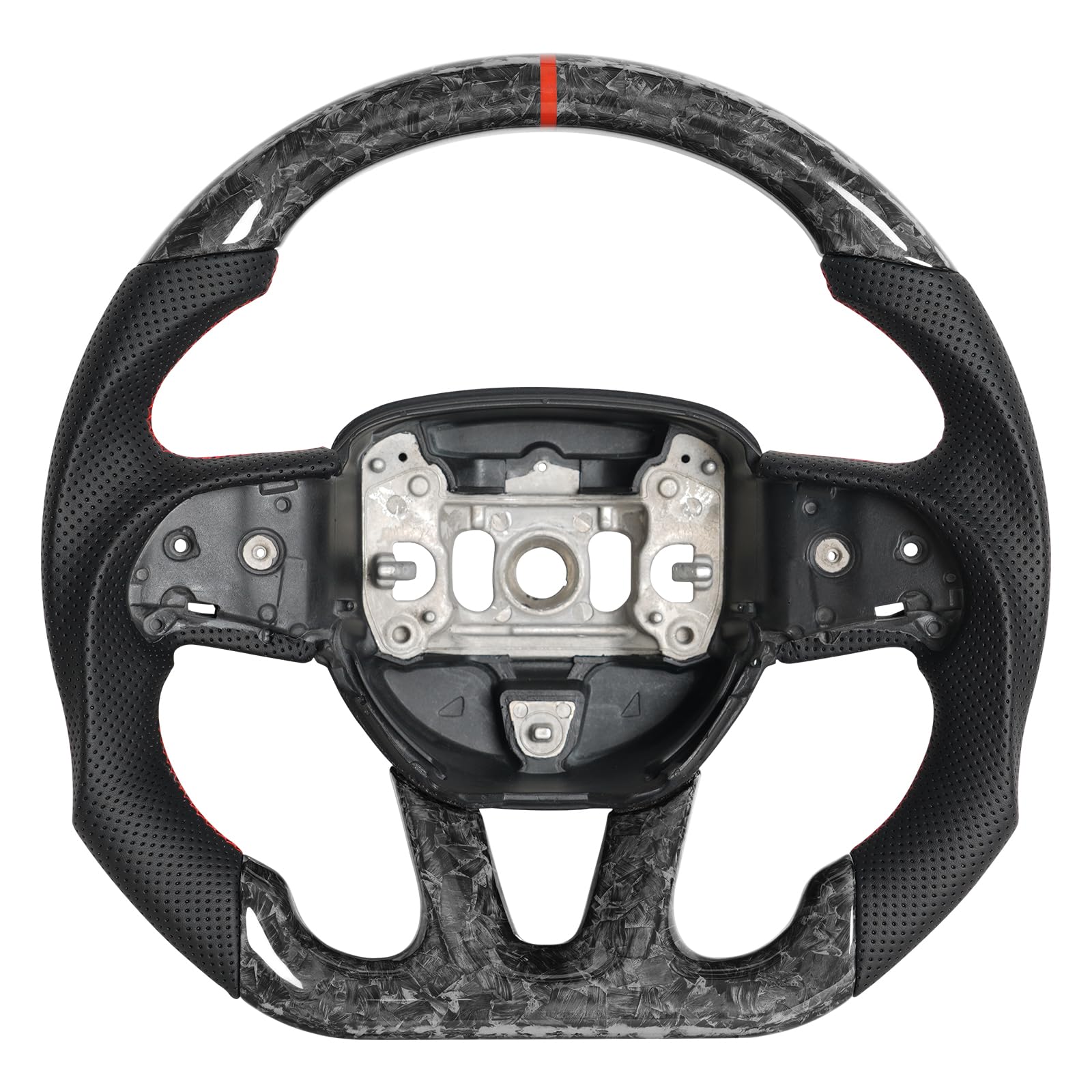 Car Steering Wheel Carbon Fiber Steering Wheel Locator Wire Breathable Anti-skid Compatible with Dodge Challenger/Charger/Hummer Cat 2015-2020 (forged carbon fiber)