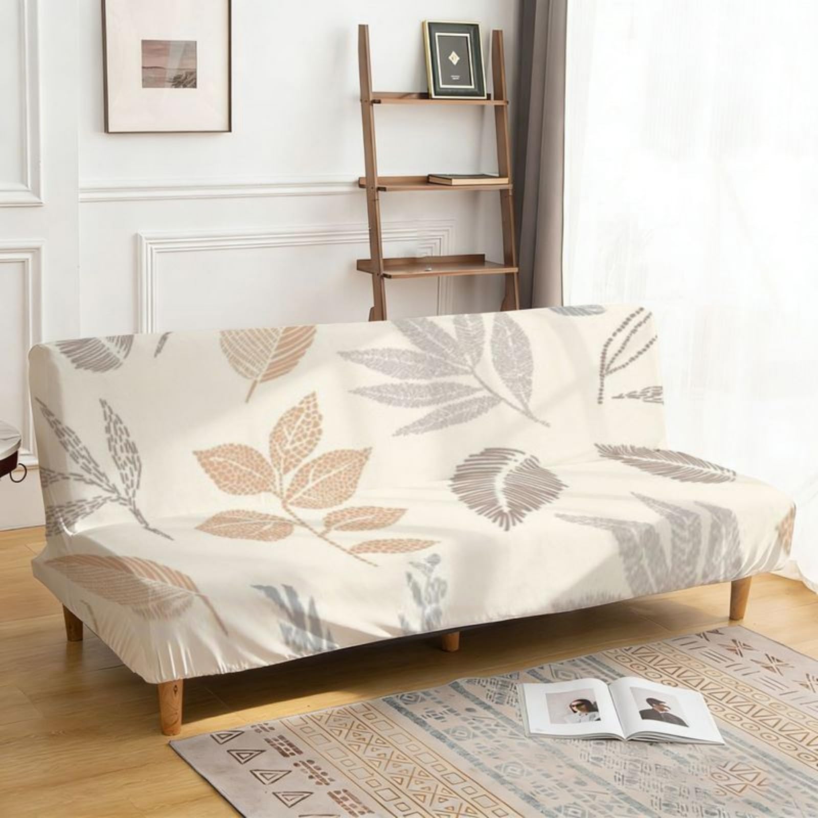 boiszeda Armless Sofa Bed Cover, Spandex Stretch Futon Slipcover(160-190cm)
