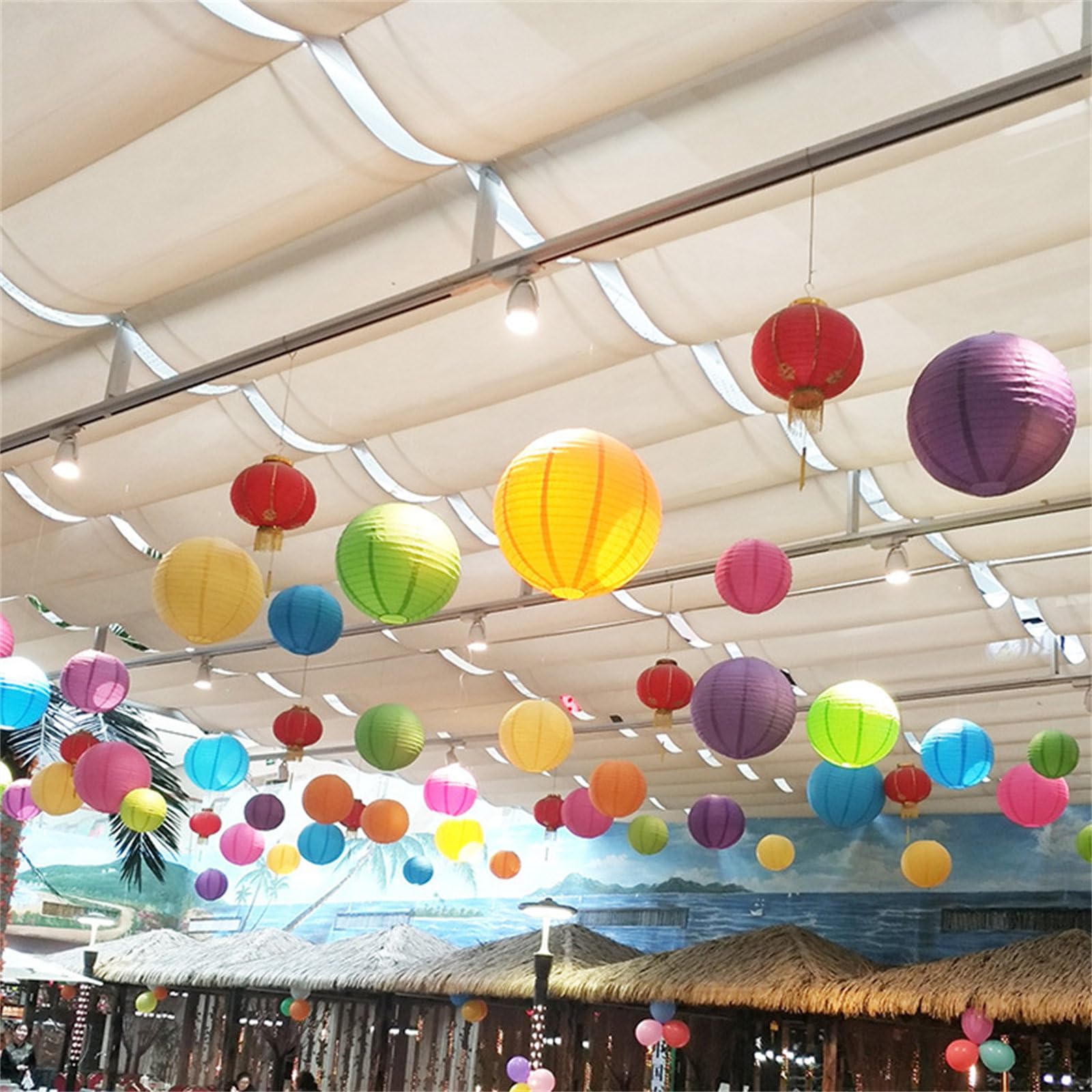 20 Pièces Lanternes Papie,Lampion Papier,Rondes Lanterne Papier,10 Couleurs Et 4 Tailles,adaptées à La Décoration Extérieure, Aux Mariages, Anniversaires, Fêtes Et événements De Noël