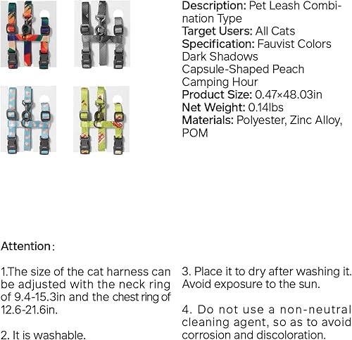 Miniatura 7 de pidan Juego de arnés y correa para gatos, tamaño XL para gatos grandes, a prueba de escapes, arnés ajustable para gatos grandes y pequeños, ligero y