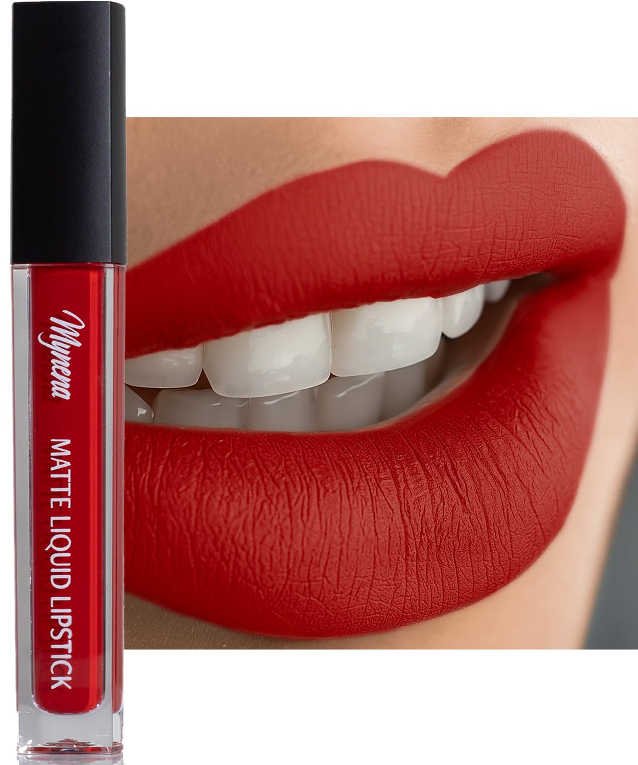 Mynena Warm Orange Red Matte Liquid Lipstick | Long-Lasting, Waterproof, No Smudge, No Transfer Lip Color | All-Day Wear for Long Days | Lightweight