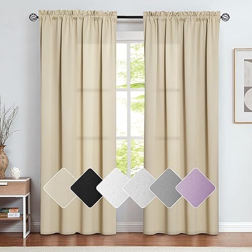 Vangao Cortinas beige de 84 pulgadas de largo, 2 paneles para dormitorio, cuarto de bebé, sala de estar, cortinas de oscurecimiento con aislamiento