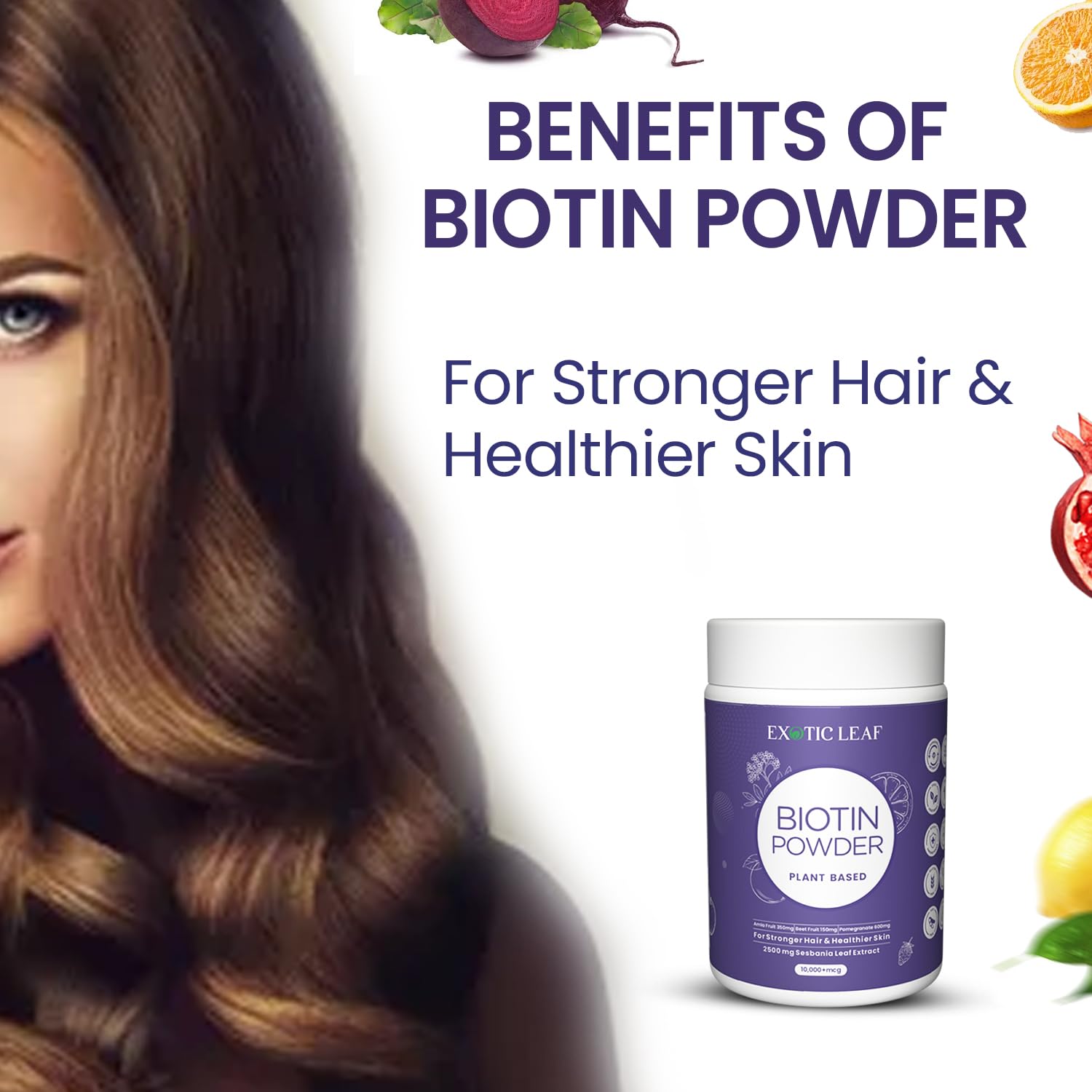 Plant Based Biotin Powder Hair 10000Mcg Supplement|For Men&Women|Hair Growth With Natural Sesbania,Amla,Bambo&Orange|Hair For Control|Healthy Hair,Skin&Nails|Pack Of 200G — Amazon image 5