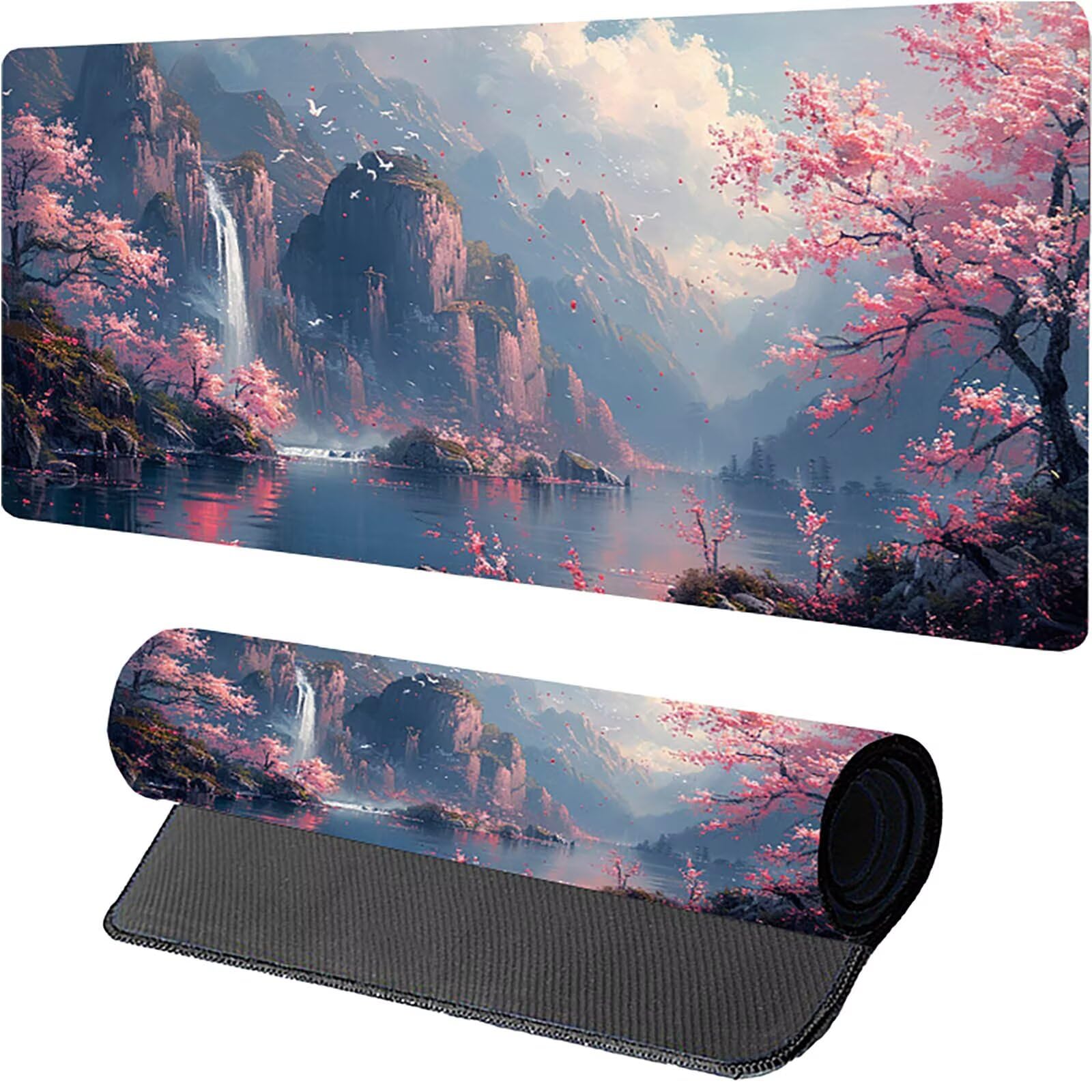 Tappetino Mouse XXL 1500 x 800 mm, Tappetino Mouse Albero, Gaming Mousepad Migliorare la Velocità e la Precisione, Mouse Pad con Base in Gomma Antiscivolo, Ufficio Accessori Gaming, Rosa 4-1521