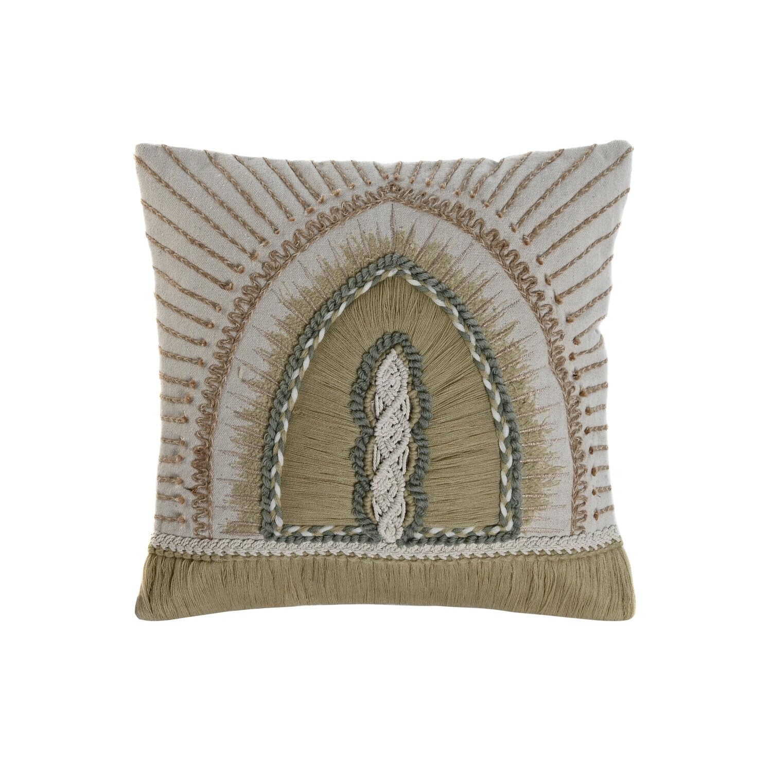 Coussin brodé main en coton 45x45 cm - Confort premium et artisanat élégant