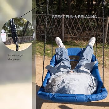 Platform Boat Swing 66 inch-Hanging Hammock Lounger Swing for Tree Backyard Porch Beach Park Playground Teens and Adult