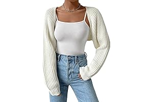 Women's Long Sleeve Loose Batwing Sleeve Open Front Knitted Crop Cardigan Sweater...