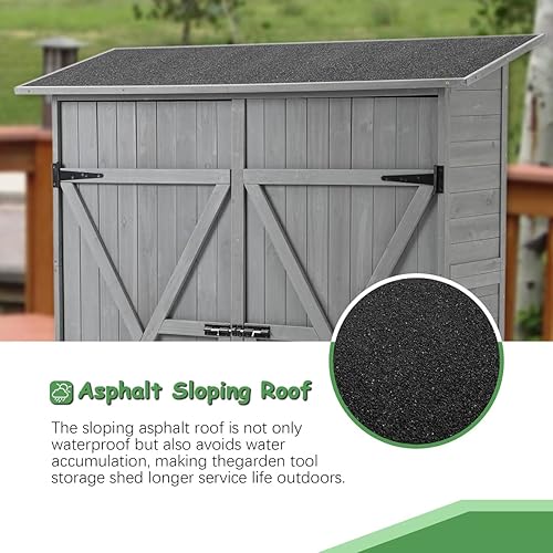 Miniatura 7 de Tenozek Cobertizo de almacenamiento para exteriores de 56 pulgadas de largo x 19.5 pulgadas de ancho x 64 pulgadas de alto, con puerta con