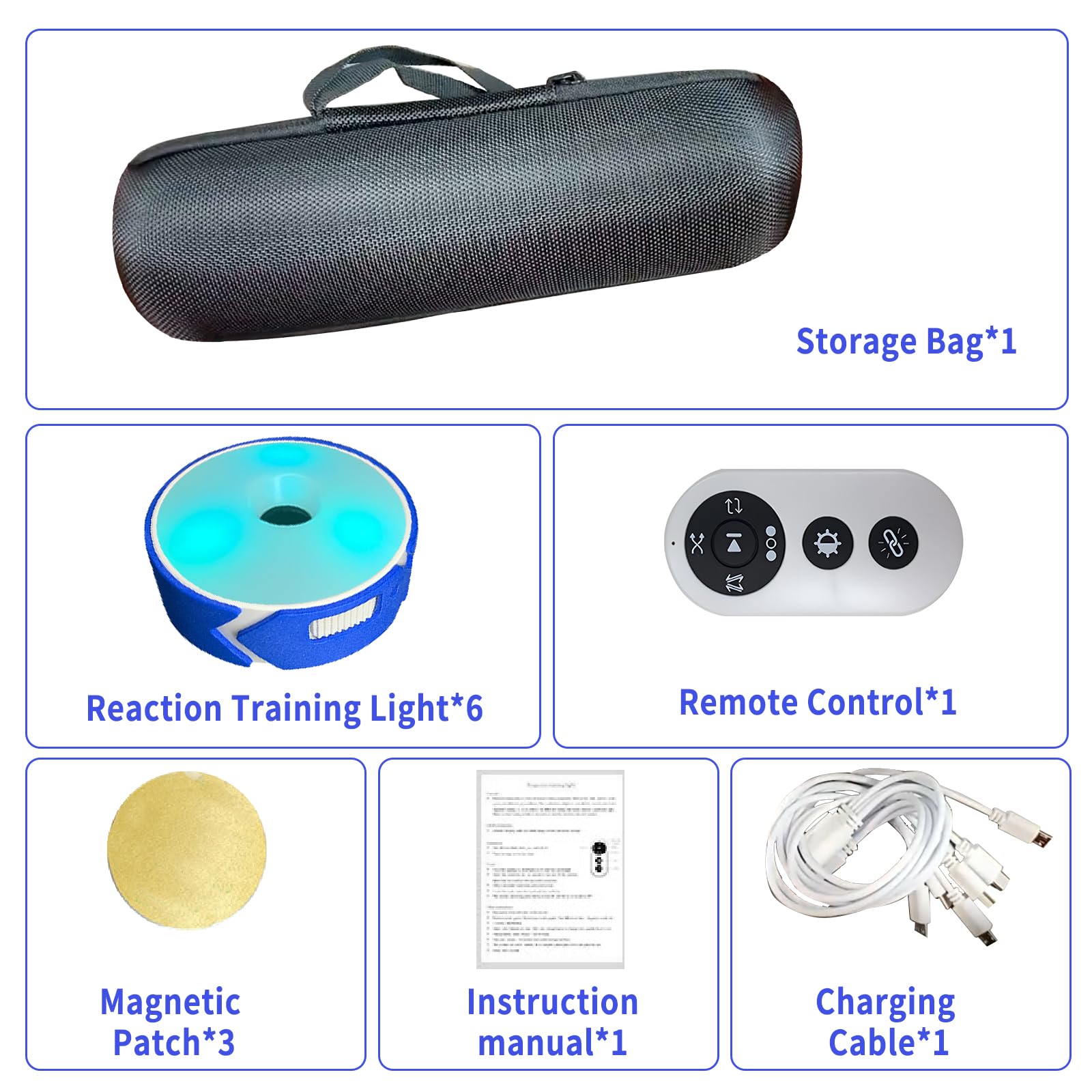 Reaktionstraining Lichter, 4 Farben, agiles Reaktionstraining Lampen-Set mit 4 Modi, Fernbedienung, USB-Ladegerät, Fitness-Reaktionslicht für körperliches Training, Gehirn, kognitives Training