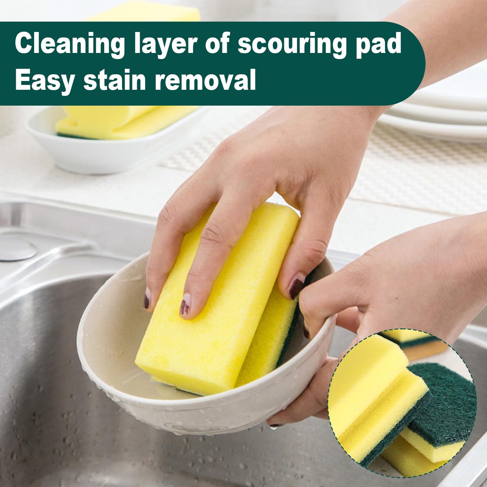 DAJING 16pk Heavy Duty Kitchen Sponges, Non-Scratch Design, Ergonomic Grip, Multi-Use, Durable, Absorbent - Image 4