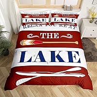 Vista 27 de Juego de funda de edredón rústica de madera con estampado de cabaña de lago tamaño Queen para niños, niñas, niños, adolescentes, decoración