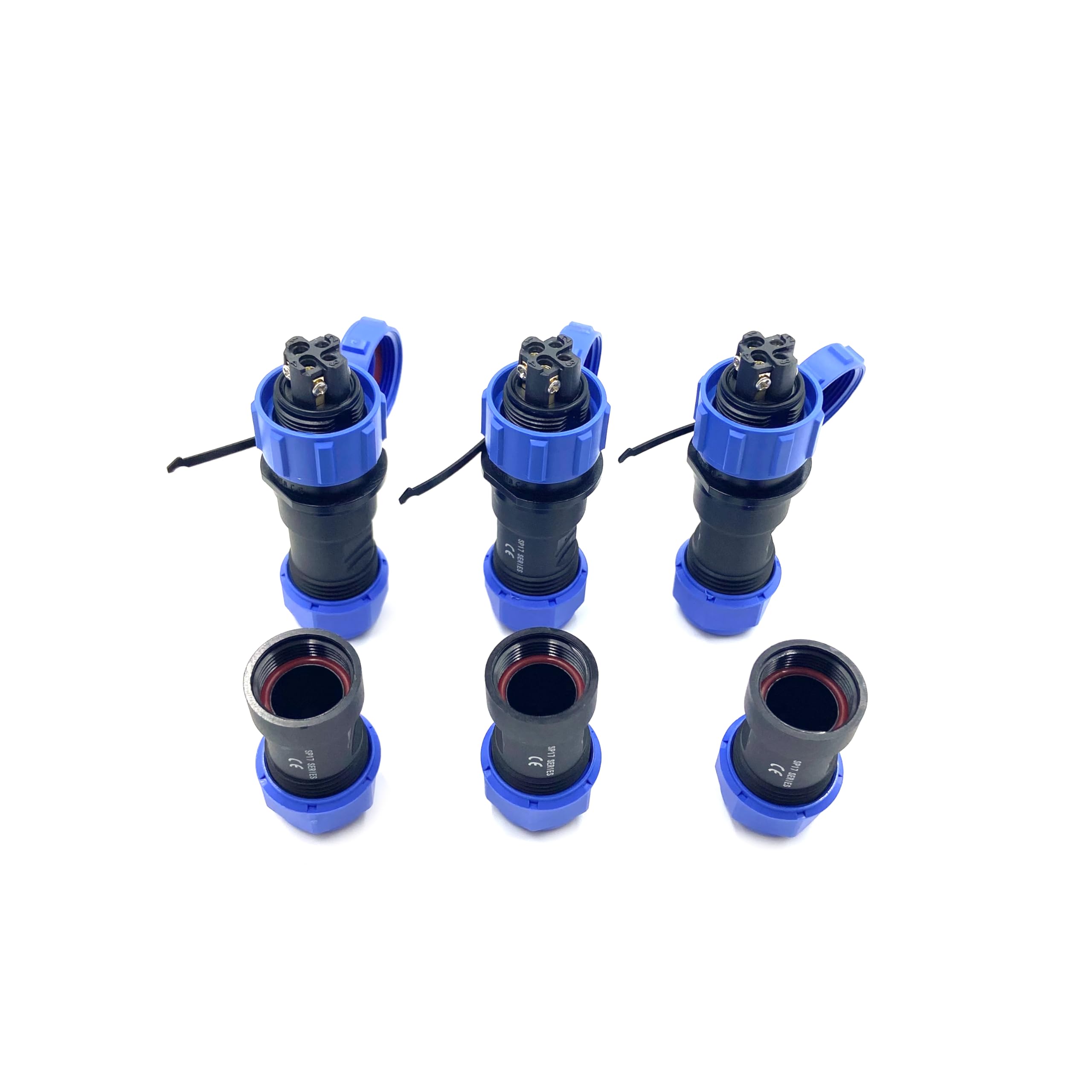 Lot de 3 connecteurs d'aviation SP17 4 broches, IP68 4 broches sans soudure, connecteur d'aviation étanche pour lampes extérieures 500 V 5 A (sertissage à vis de câble 18AWG)