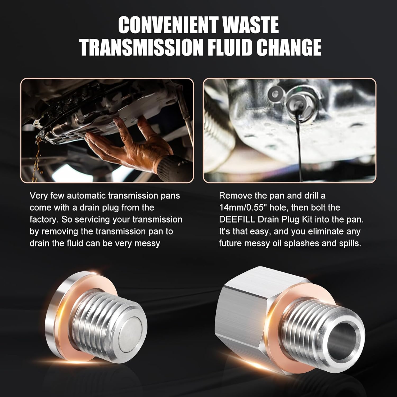 Universal Transmission Drain Plug w/Magnetic Piggyback Drain Plug Stainless Steel M14*1.5