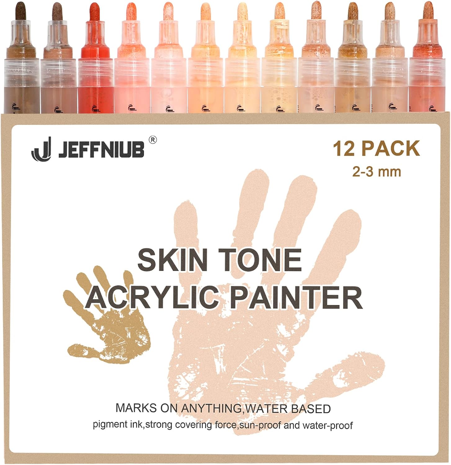 Skin Tone Acrylic Paint Pens, Paint Markers for Wood,Glass,Fabric,Rocks Painting Paint Pens (2mm skin tone)