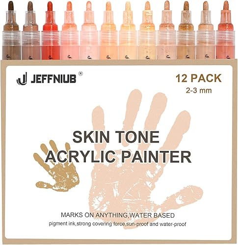 Miniatura 8 de Bolígrafos de pintura acrílica de tono de piel, marcadores de pintura para madera, vidrio, tela, rocas (tono de piel de 0.079 in)