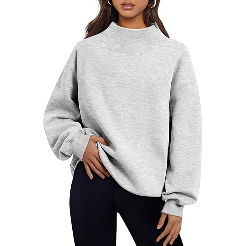 Trendy Queen Womens Oversized Sweatshirts Turtleneck Pullover Long Sleeve Hoodies Tops Fall Fashion Outfits 2025 Clothes