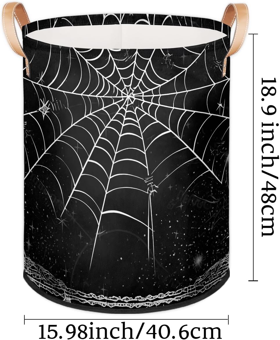 Spiders Web Black Large Laundry Basket Hamper Collapsible Storage Bin for Blankets Kids Toys Dirty Clothes Tall Baby Nursery Hamper for Bathroom Boys Bedroom Halloween Decor Gift Basket