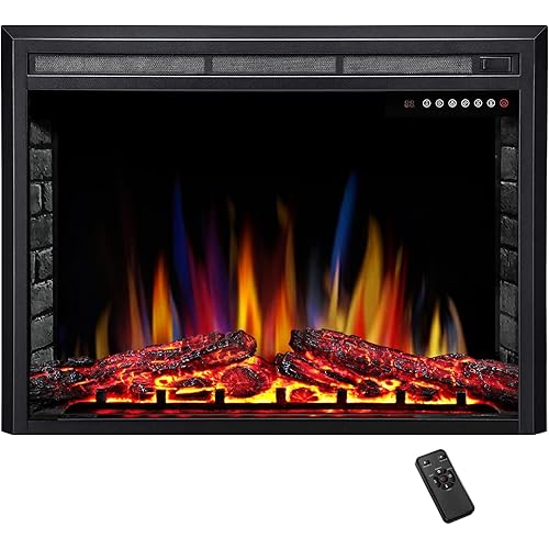 ELECTACTIC 36" Electric Fireplace Insert,Recessed Electric Stove Heater,Touch Screen,Remote Control,750W-1500W with Timer & Colorful Flame Option (36" X 27")