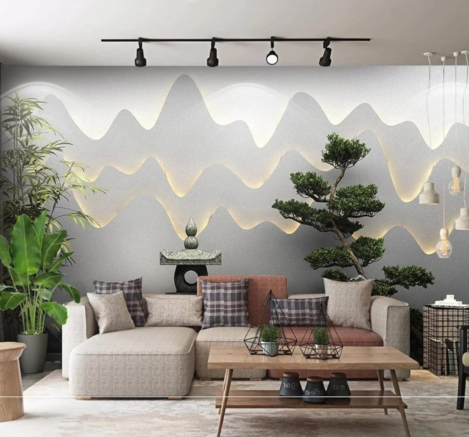 XLMING Minimalist Abstract Mountain Peaks Pine Trees Landscape 3D Wallpaper Luxury Home Dining Decor Paste Sofa Living Room The Wall for Bedroom Mural-250cm×170cm