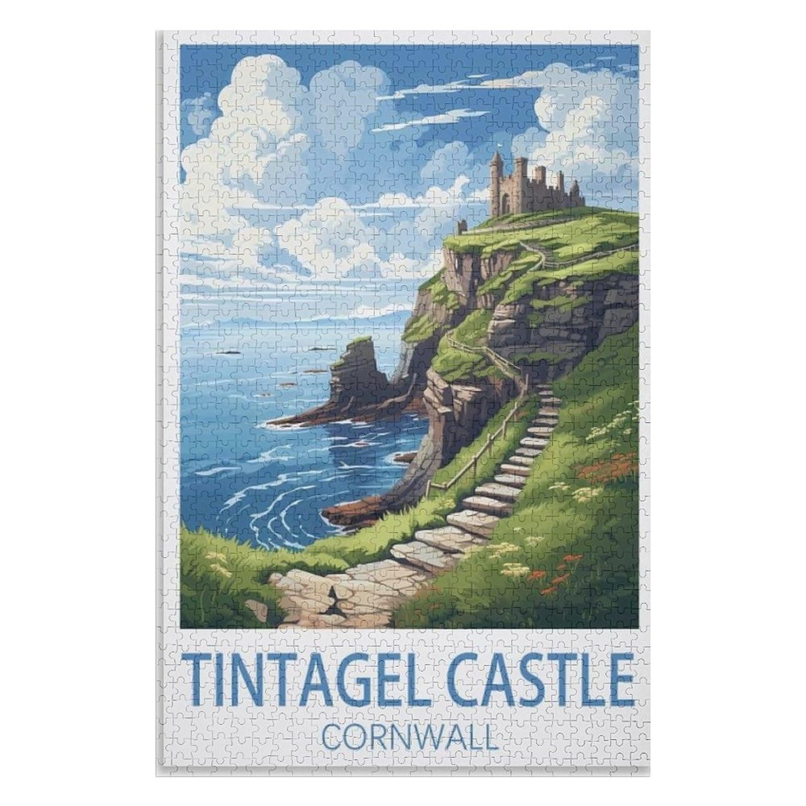 Xjufw A-21 Acrylic Simple Paint By Number Canvas For Gift Decoration， Tintagel Castle Cornwall Paint By Numbers For Adults Beginners, 30X40cm(Aa-909