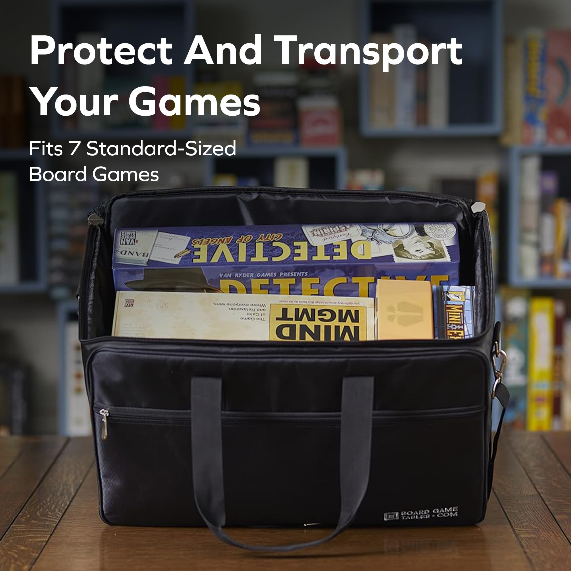 Borsa per giochi da tavolo, adatta a 7 scatole standard, da trasportare con zaino/tracolla/bagagli, imbottita per protezione, borsone per viaggi o serate di gioco, tasca per accessori DND (fibra di