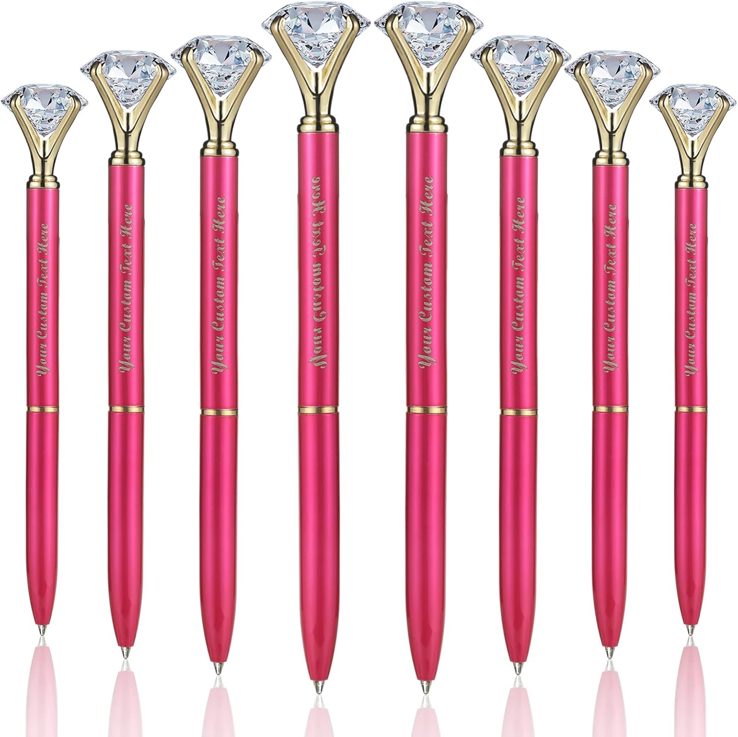 HISHER White Diamond Pens Pack of 50 Bling Diamond Gem Pen Décor Gifts for Women Bridesmaid Coworkers Bulk Crystal Metal Ballpoint Pens Black Ink