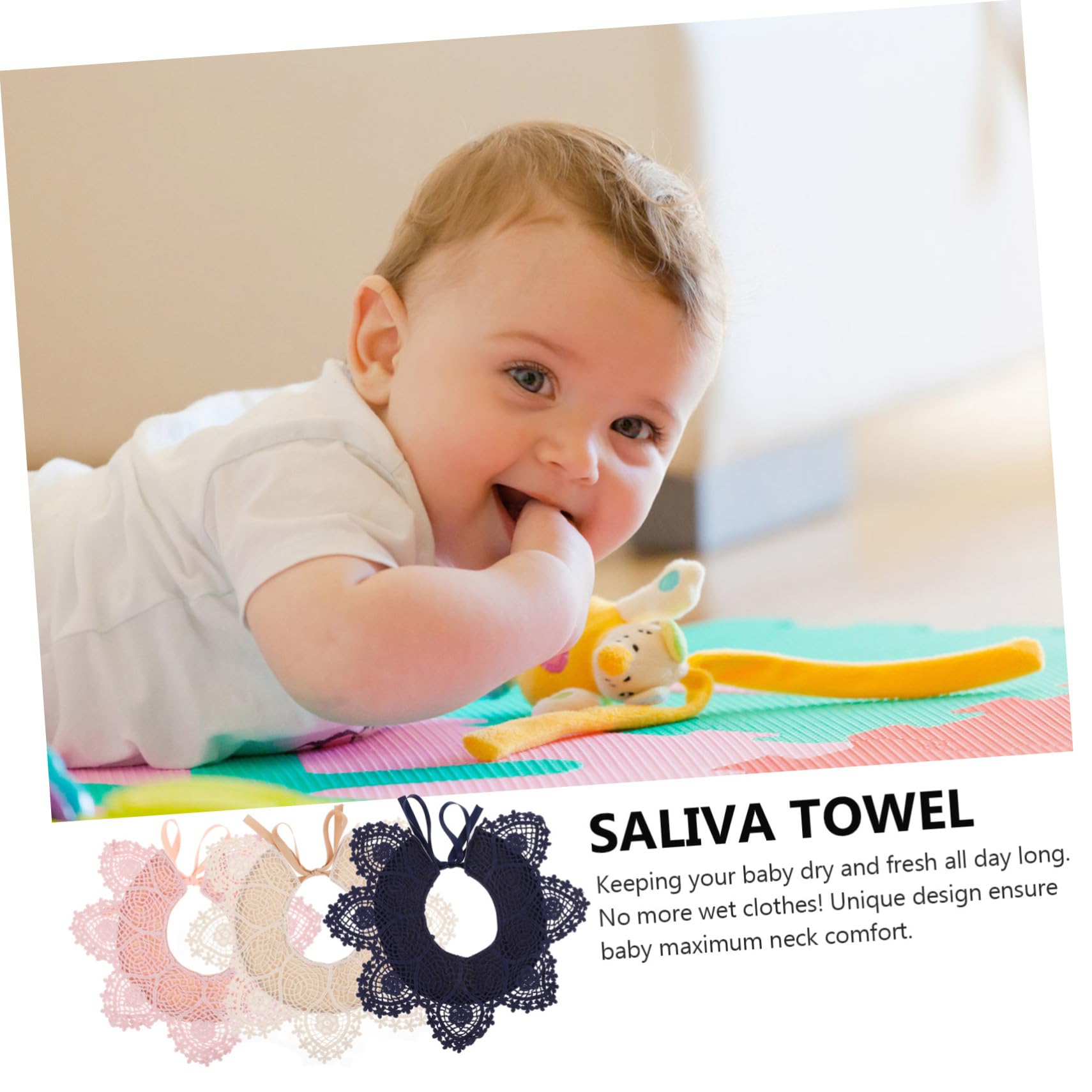 Babero Bandana para Saliva de Algodón, 3 Piezas para Niña