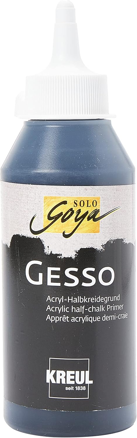 Kreul Solo Goya Gesso Black 250 ml Primer for Dark Painting Substrates Acrylic Semi-Chalk Base Waterproof and Good Cover