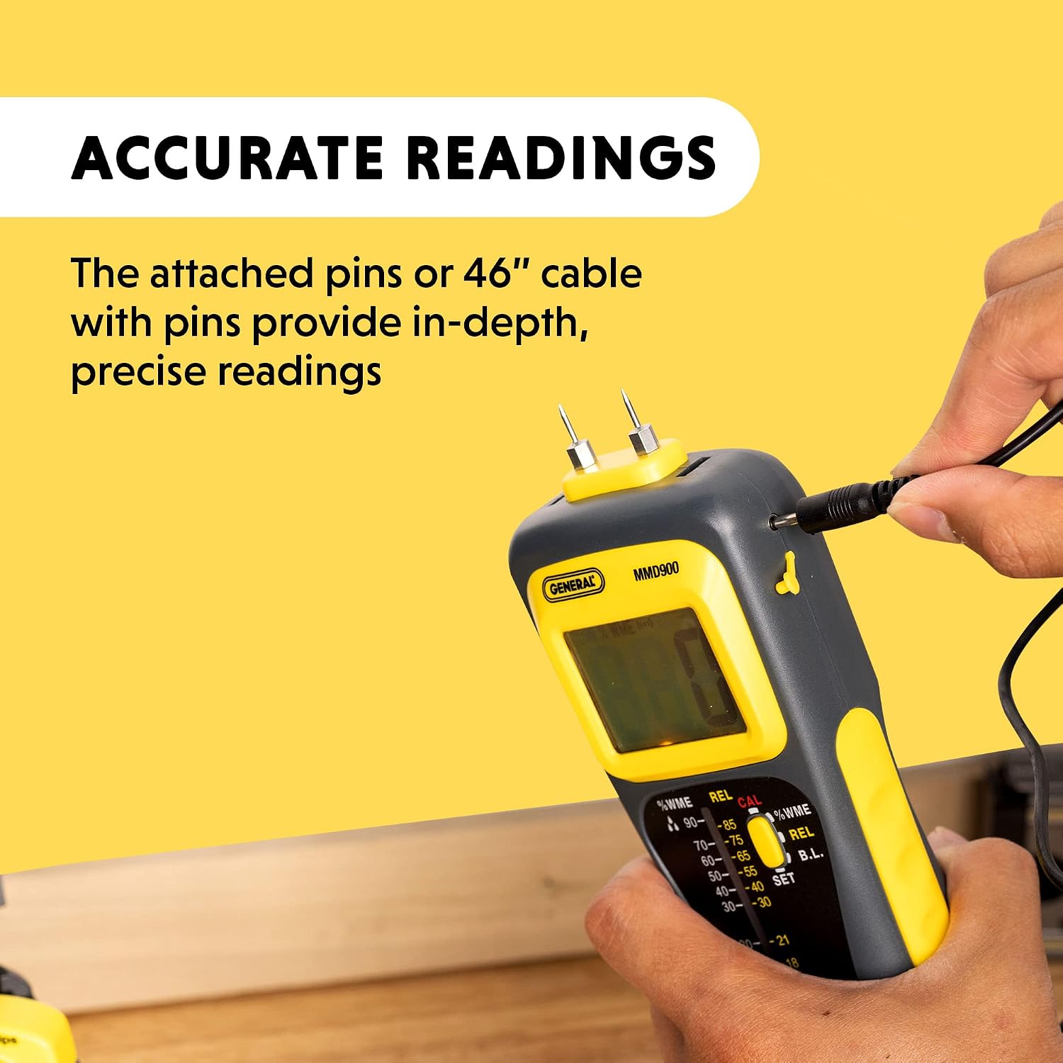 General Tools Wood Moisture Meter MMD900 - Humidity Sensor - Pin Type / Pinless Device
