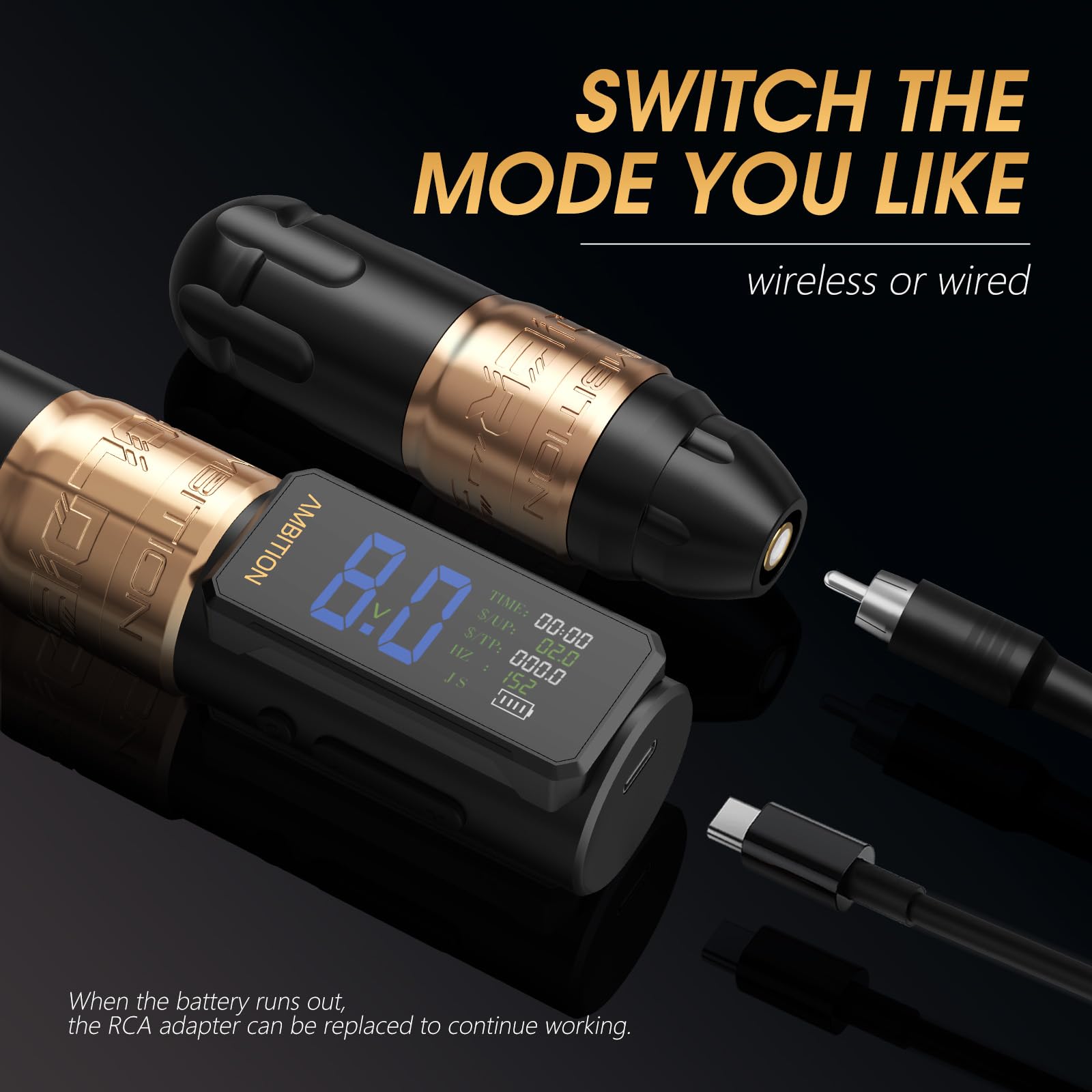 Ambition Soldier 270 S Wireless Tattoo Pen Machine, obrotowy pistolet do tatuażu, akumulator 2400 mAh, bezszczotkowy silnik 270 g.cm, skok 5,0 mm