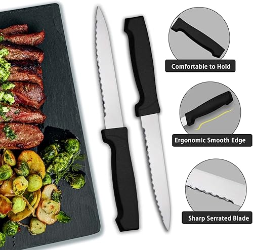 Miniatura 5 de Juego de cubiertos de 24 piezas juego de cubiertos Pleafind para 4 juegos de cubiertos con cuchillos para carne juego de vajilla de acero inoxidable