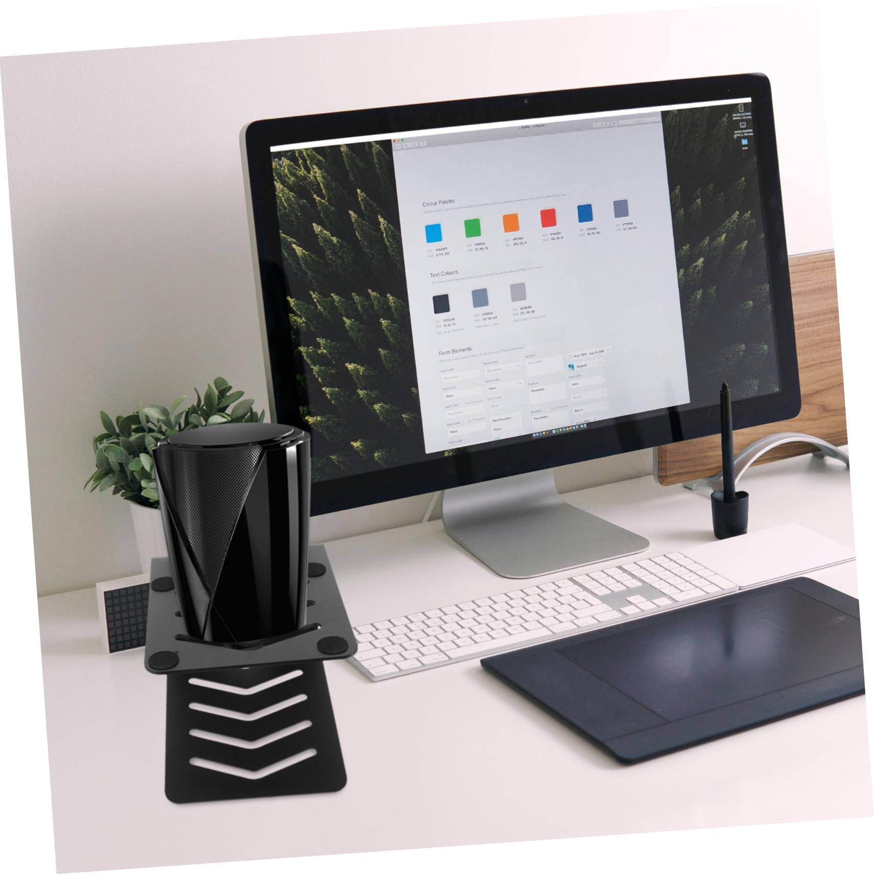 VICASKY Support de Haut-Parleur de Bureau en Acier Noir, Rehausseur Audio | Enceintes et Matériel Audio, Usage Bureau Gaming et Bibliothèque, Rangement Gestion des Câbles