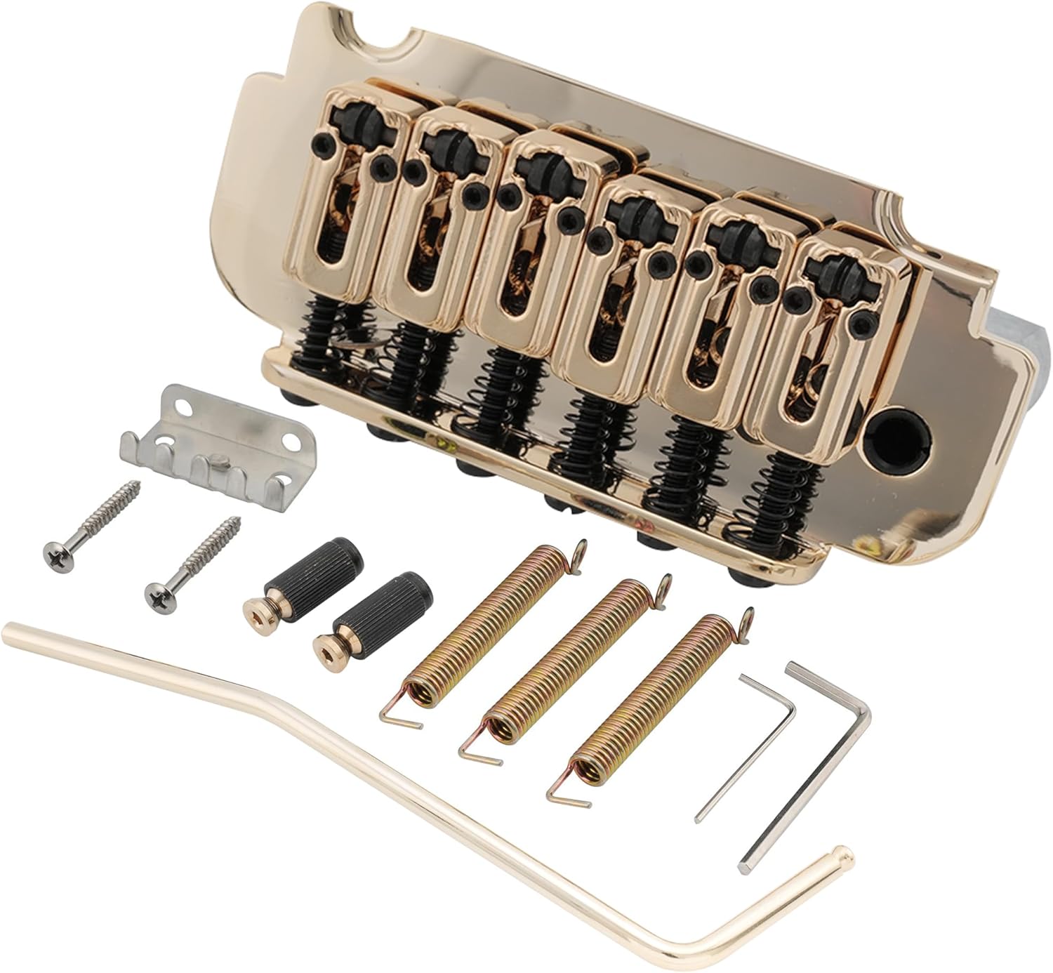 Musiclily Pro 54mm Roller Saddles 2-Point Tremolo Bridge for Import Strat Squier Style Electric Guitar, Chrome