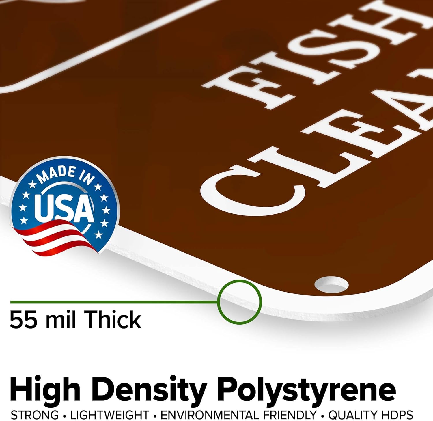 Fish Cleaning Sign, 12x18 Inches, 55 mil thick HDPS (high density polystyrene), Made in USA by My Sign Center