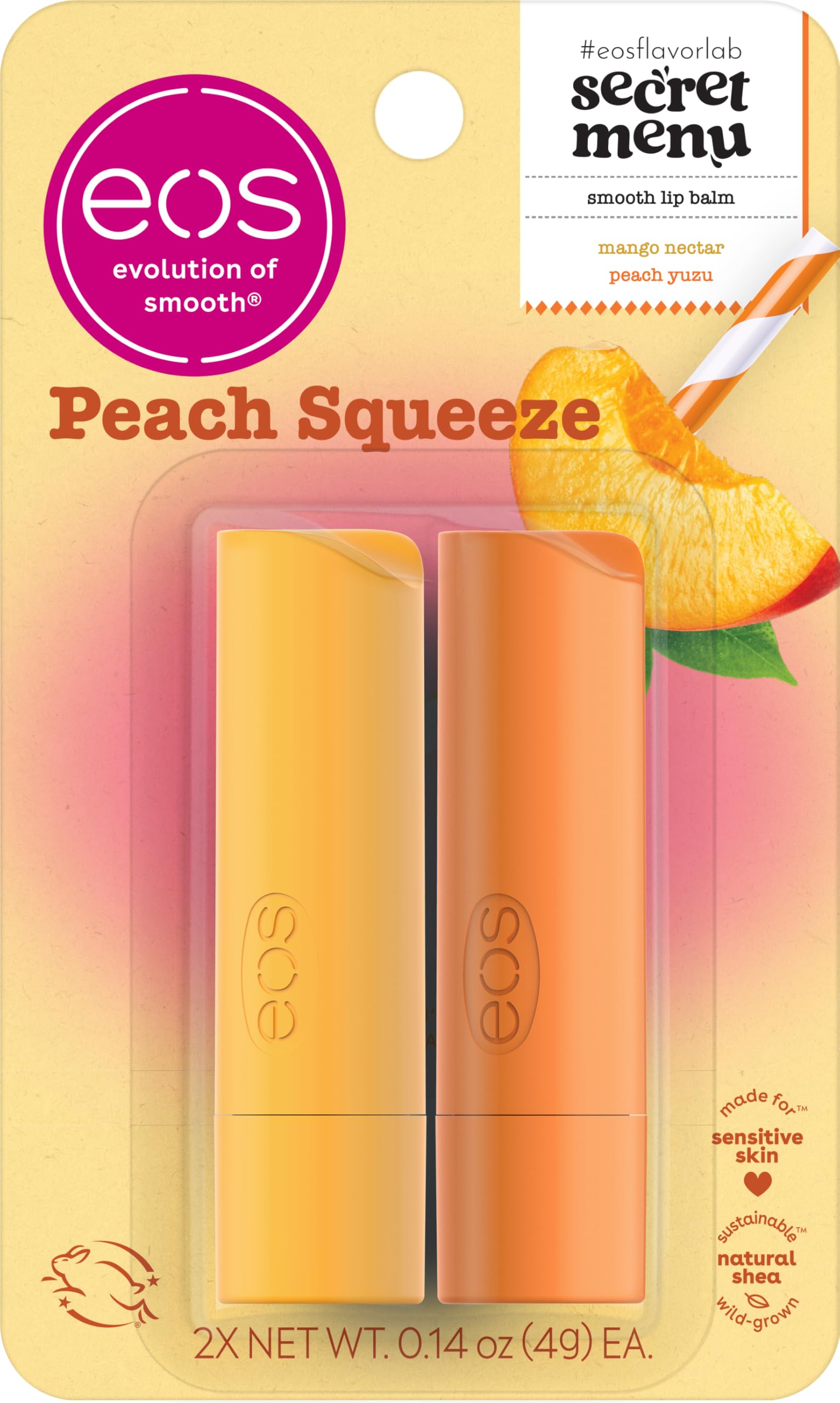 Flavor Lab Secret Menu Lip Balm - Peach Yuzu, Limited-Edition, Moisturizing, Hydrating for Dry Lips, Variety Pack, 0.14 oz, 2-Pack